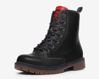 Classic Black Gothic, Punk, Combat Boots in Unisex Casual