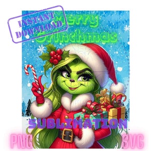 Merry Grinch SVG PNG Woman Female Grinch Bougie