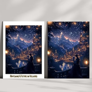 ACOTAR Night Court druckbare Wandkunst digitaler Download von Feyre & Rhysand in Velaris Stadt des Sternenlichts Bücherwurm Dekor SJM Merch Booknook