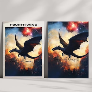 Fourth Wing poster print Dragon rider wall art The Empyrean books Rebecca Yarros Printable wall Decor Bookish Digital Booknook book lover