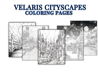 ACOTAR Velaris Cityscape Coloring Pages: Adult Fantasy Art (14 Page) (Digital Download)