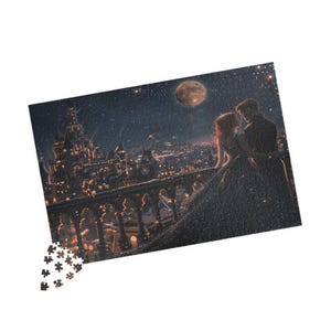 Feyre & Rhysand in Velaris Jigsaw Puzzle Gift | ACOTAR Night Court Art | Feysand bookish merch