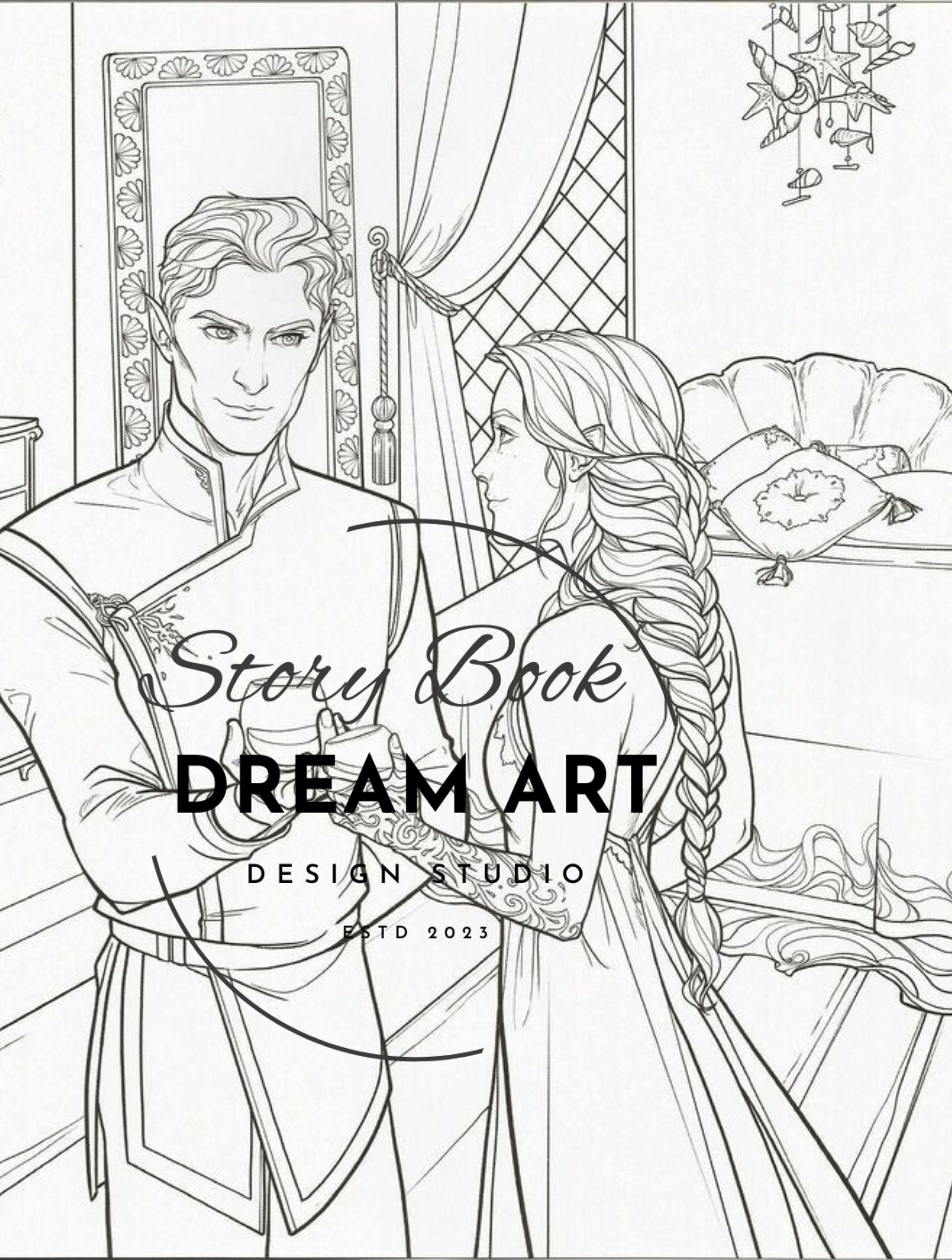 quarantined seamstress — Lucien and Tamlin. ACOTAR Coloring Book: Page 6