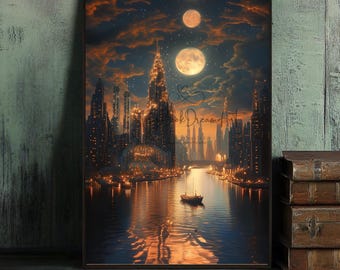 Lunathion Crescent City Wall Art Print | Sarah Maas Poster, Digital ACOTAR TOG Decor, Book Lover Gift, Fantasy Fan Art, Reading Nook