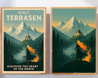 Aelin in Terrasen Throne of Glass Wall Art Print, Digital Download Bookish Poster, Book Nook Decor, TOG Art Gift, Sarah J Maas Booktok Merch