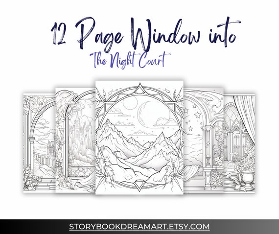 12 Page Window Into the Night Court Coloring Pages Velaris Coloring Pages  Window Coloring Page ACOTAR Coloring Pages Adult Coloring 