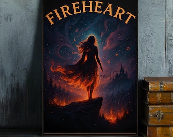 Aelin Galathynius Fireheart Tron ze szkła Plakat ścienny Sztuka książkowa dla miłośników fantasy TOG booktok terrasen SJM Book Merch