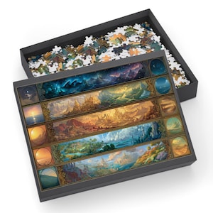 Fantasy Castle Puzzle: 7 Magical Realms Jigsaw - Gift for Book Lovers