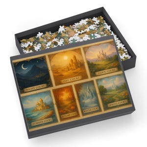 Fantasy 7 Courts Jigsaw Puzzle: Mystical Bookish Decor