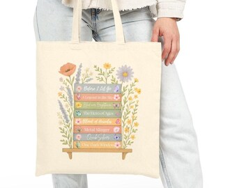 Custom Book Titles Tote Bag: Book Lover Gift