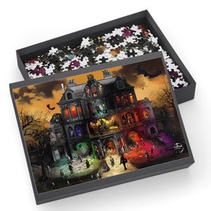 Edgar Allan Poe Gothic Mansion Jigsaw Puzzle: Macabre Fantasy Art, 1000 Piece