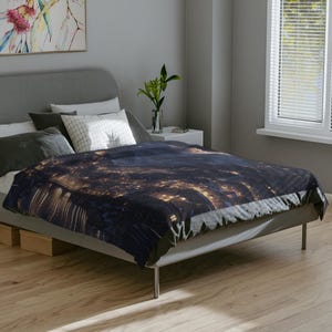 Velaris Starry Mountain City Blanket | Cozy Fantasy Throw | City of Starlight Gift for Book Lovers & Reading Nook image 7