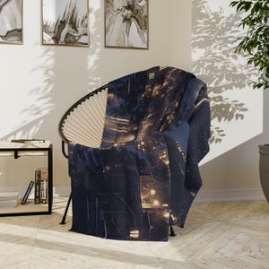 Velaris Starry Mountain City Blanket | Cozy Fantasy Throw | City of Starlight Gift for Book Lovers & Reading Nook image 4