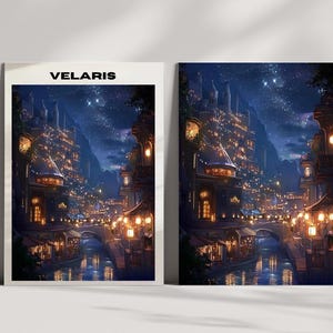 Velaris Night Court Art Print: ACOTAR Shops Along the Sidra (Digital Download)