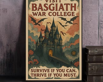 Fourth Wing Art Print: Basgiath War College Travel Poster (Digital Download)