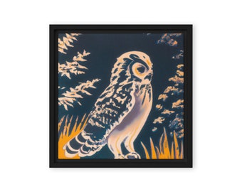 Digital Download of an Owl in the Night done in Ukiyo-e Style