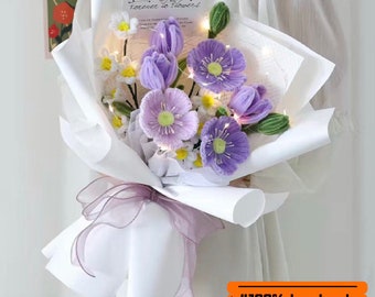Bouquet de fleurs fait main/Bouquet de fleurs couleur macaron/Artisanat cure-pipe/fleurs artificielles/fleurs pour décoration de maison