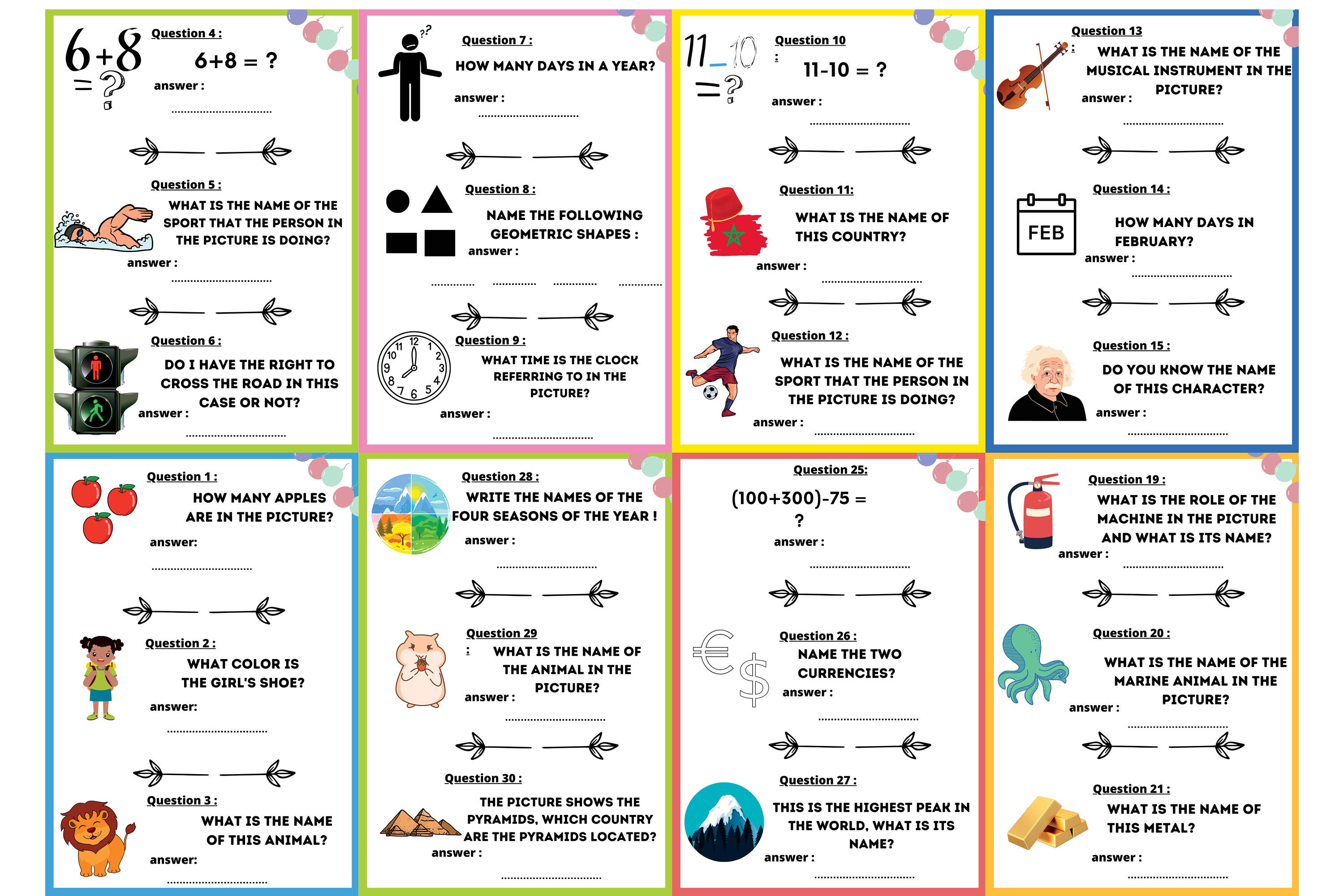 Quiz For Kids Children S General Knowledge Quiz Pdf A4 Instant Download Quiz For Kids Children S General Knowledge Quiz Pdf A4 Instant Download