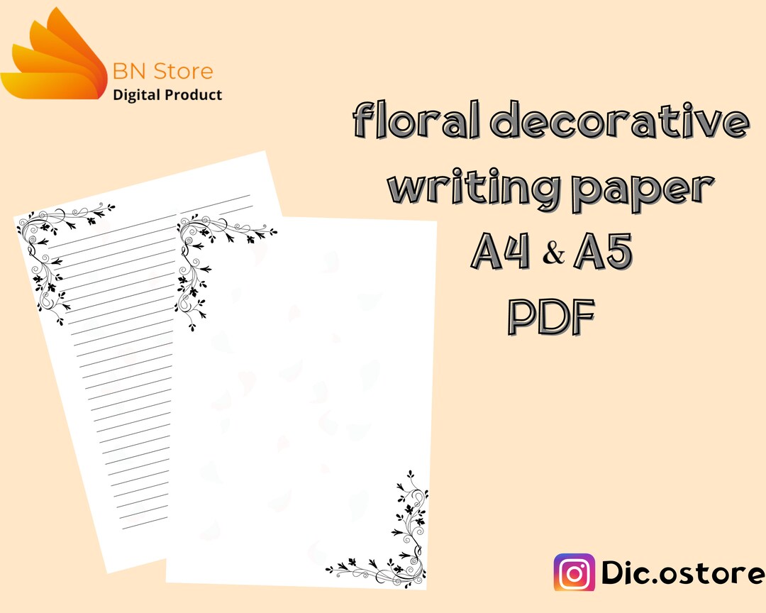 Floral Décorative Writing Paper Decorative Paper Journal Etsy