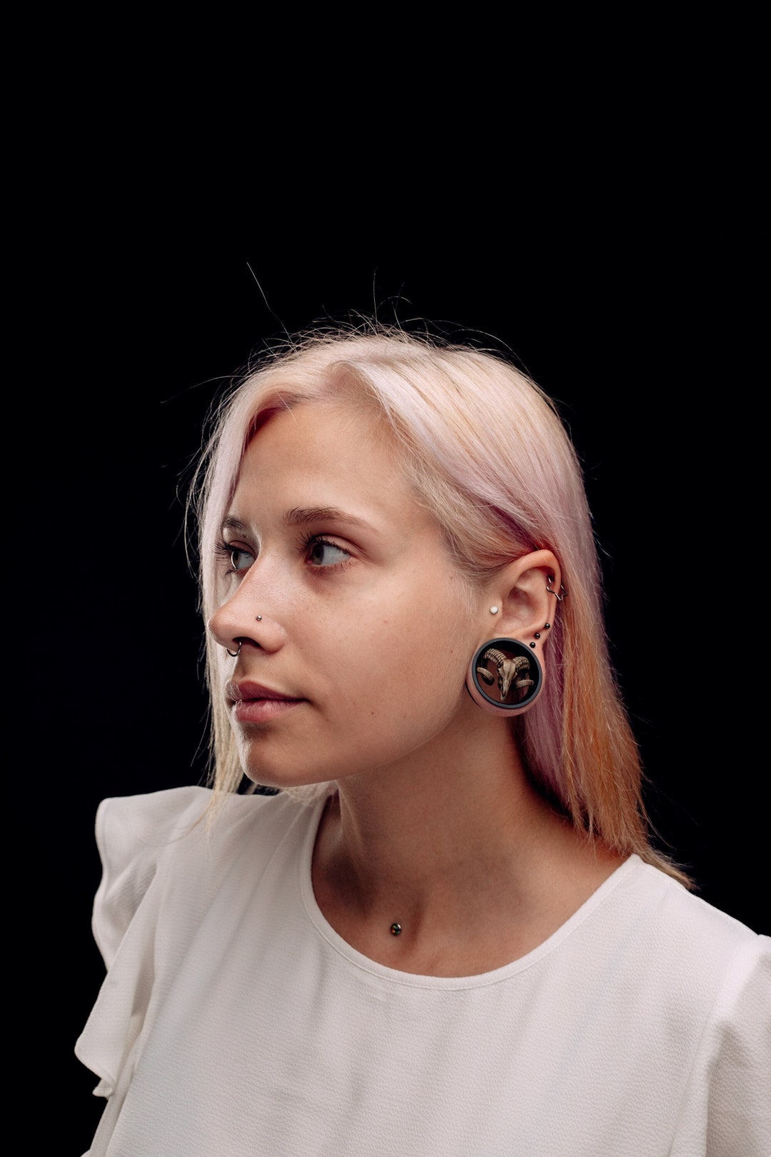 Ram Skull Ear Tunnels Unique Lightweight Double Flared Ear Plug 880 Mm