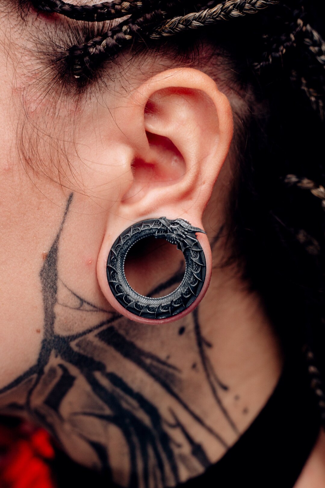 Ouroboros Ear Tunnels Unique Lightweight Double Flared Ear Gauge Plug