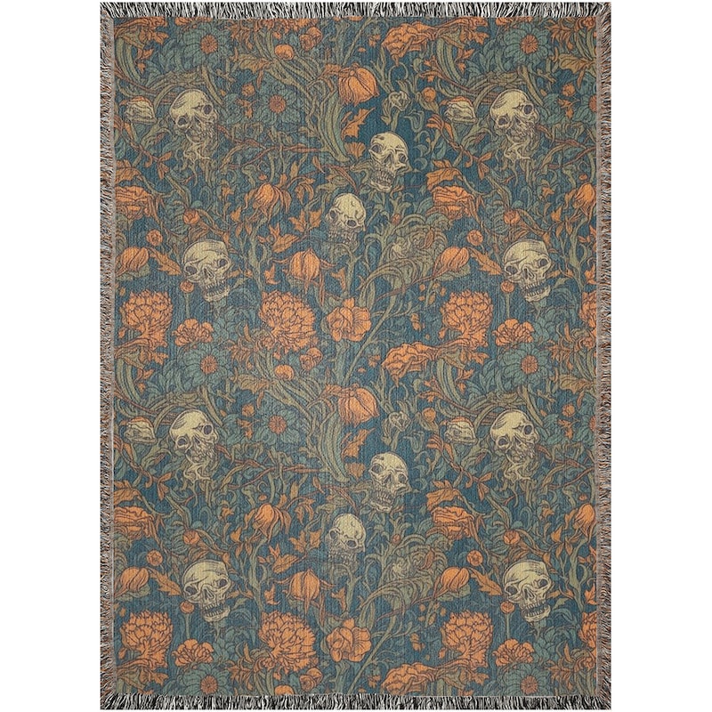 Skull Bacon Egg Pattern Print Blanket