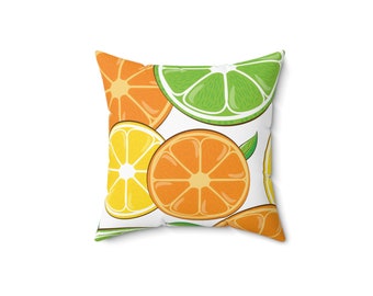 Citrus Fruit Throw Pillow | Monogrammed Accent Pillow | 14" x 14" Square Throw Pillow | Pillow & Cover