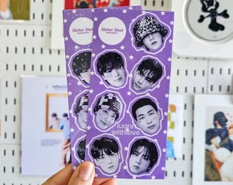 OT7 Sicker Sheet, Kpop Stickers: Army Fan Made Vinyl Decals
