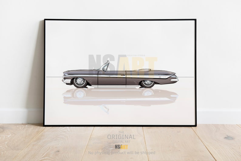 Chevrolet Impala Cabrio Grey Printable Wall Art Car Print Etsy