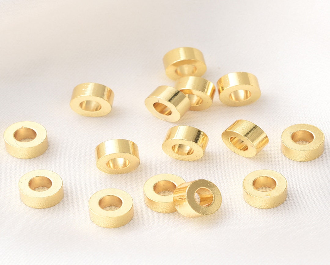 Transfer Bead Threads 30PCS 14K Gold Filled 8mm Exquisite Three Dimensional Ring Bead Spacer ...