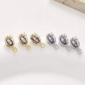 8PCS 14K Clad Gold Women&#39;s Earrings Charm,Zircon Earrings,Flower Earrings DIY Handmade Earrings Material 925 Silver Needle Accessories