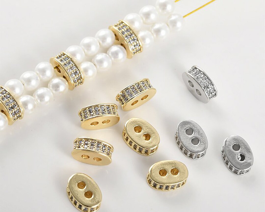 Positioning Bead 6PCS 14K Clad Gold Positioning Spacer Beads, Dual Hole Positioning ...