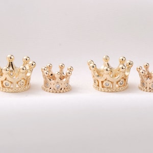 8PCS 14K Gold Filled Zircon Embedded Crown Pendant DIY Handmade Jewelry Pendant Material Fashion Necklace Bracelet Accessories Material