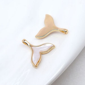 2PCS 14K Gold Filled Curved White Fritillary Whale Tail Pendant DIY Handmade Pendant Accessories Pendant Jewelry Materials