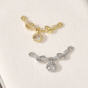 4PCS 14k Gold Plated Inlaid Zircon With Leaf Flower Branch Jewelry Pendant DIY Handmade Chain Bracelet Necklace Accessories Material