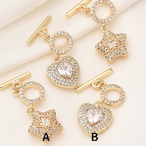 2PCS 14K Gold Filled 12.5mm Peach Heart Pendant, Pentagram Pendant, Love Connection Button DIY Handwork Connection Button Accessories