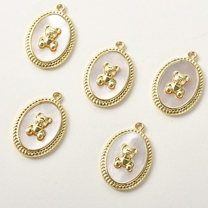 4 Uds. Colgante de conchas naturales de oro revestido de 14K, colgante de marco de cobre, colgante de oso de peluche DIY, joyería hecha a mano, collar, pulsera, accesorios