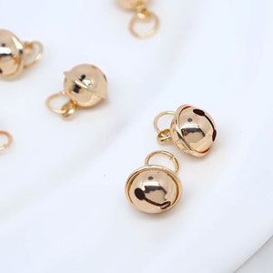 8PCS Gold Plated Bell Pendant DIY Handmade Jewelry Fashion Pendant Accessories Ring Bell Necklace Pendant Accessories Bracelet Material