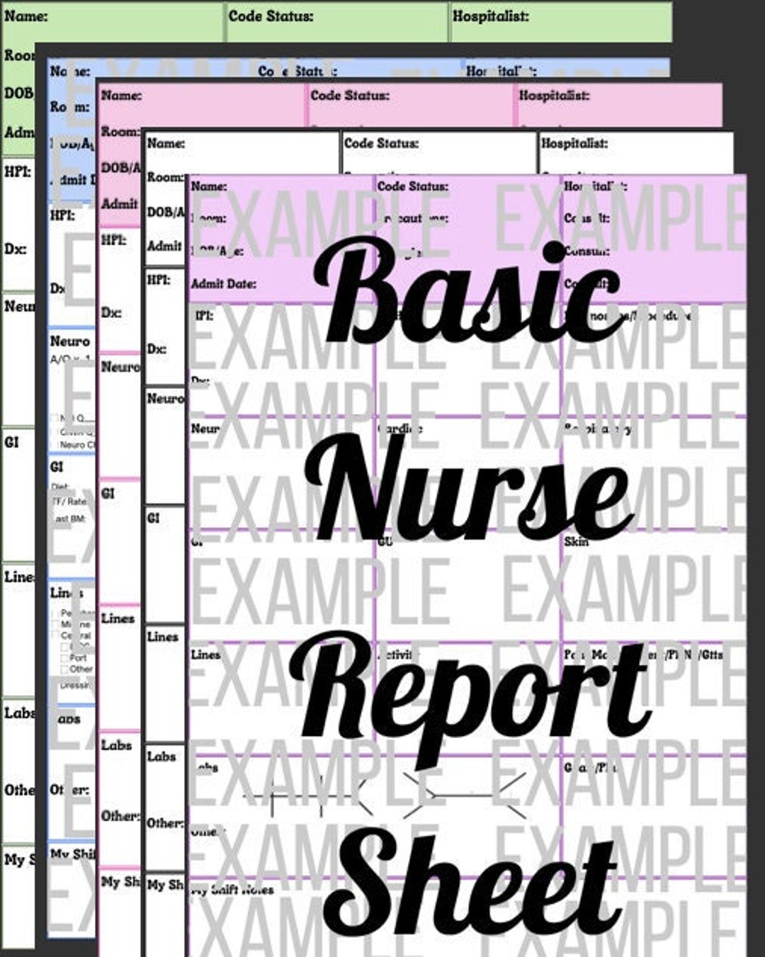Basic Nursing / Nurse Report Sheet Change of Shift Report Sheet Etsy