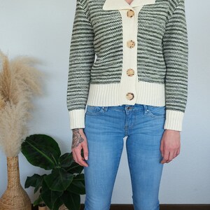 gestreifte Vintage Strickjacke, creme, Gr. 40 Bild 4