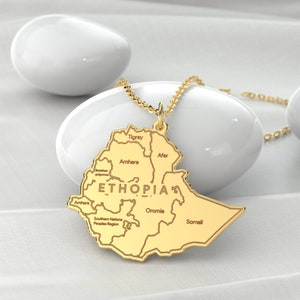 Ethiopia Map With Cities Pendant Necklace, Ethiopia Flag Gold Necklace, Ethiopia Map Jewelry, Ethiopia Pendant Necklace, Custom City Map