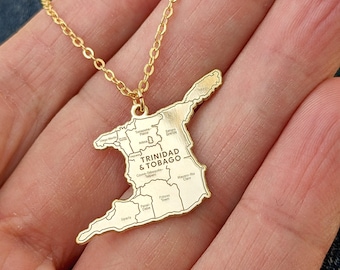 Trinidad & Tobago Map Necklace, Caribbean Island Pendant, Trini Pride Jewelry, Heritage Gift, Unisex Necklace, Christmas Holiday Gift