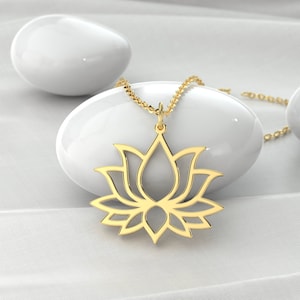 Lotus Flower Pendant, Gold Lotus Necklace, Meditation Necklace, Lotus Flower Jewelry, Yoga Jewelry, Necklace for Women, Gold Lotus Charm