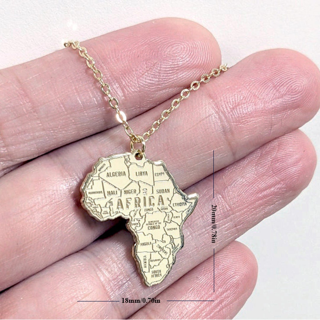 Kenya Map Pendant Necklace - Gold Plated Stainless Steel, African Country Jewelry Gift - View #12