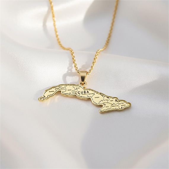 Cuba Map Necklace, Cuban Heritage Jewelry, Island Outline Pendant, Cuban Pride Gift, Latin Heritage Necklace, Christmas Holiday Gift