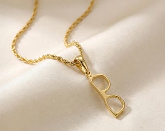 Eyeglasses Pendant Necklace, Dainty Glasses Charm Jewelry, Trendy Summer Necklace, Cute Accessory Gift for Her