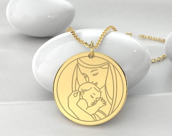 New Mom Pendant Necklace, Mother Child Charm, Mommy Jewelry, Mom and Baby Necklace, Personalized Gift for Mom, Family Jewelry