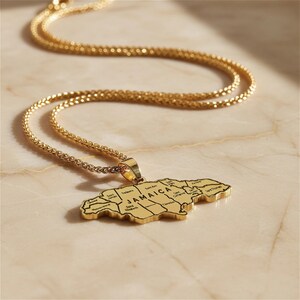 Jamaica Map Necklace, Caribbean Island Pendant, Heritage Jewelry, Unisex Jamaica Gift, Travel Keepsake, Christmas Holiday Gift image 8