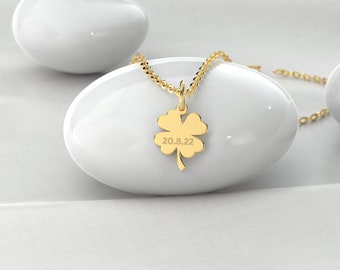 Gold Clover Necklace, 4 Leaf Clover, Shamrock Necklace, Good Luck Necklace, Clover Charm, Lucky Necklace, Irish Necklace Clover Pendant