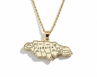 Jamaica Map Necklace, Caribbean Island Pendant, Heritage Jewelry, Unisex Jamaica Gift, Travel Keepsake, Christmas Holiday Gift
